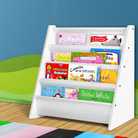 Keezi 4 Tiers Kids Bookshelf Magazine Shelf Children Bookcase Rack Organiser thumbnail