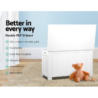 Keezi Kids Toy Box Chest Storage Blanket Children Clothes Room Organiser White thumbnail