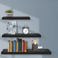 Artiss Floating Wall Shelf Set of 3 Black thumbnail