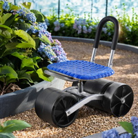 Gardeon Garden Stool Seat Foldable with Wheels Blue thumbnail