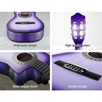 Alpha 34 Inch Classical Guitar Wooden Body Nylon String w/ Stand Beignner Purple thumbnail