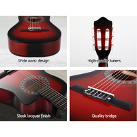 Alpha 34 Inch Classical Guitar Wooden Body Nylon String w/ Stand Beignner Red thumbnail