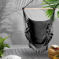 Gardeon Hanging Hammock Chair Outdoor Swing Hammocks Tassel Grey thumbnail