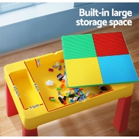 Keezi 3PCS Kids Table and Chairs Set Activity Toys Storage Box Desk Blocks thumbnail