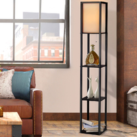 Artiss Floor Lamp 3 Tier Shelf Shelf Storage LED Light Stand Home Room Vintage Black thumbnail