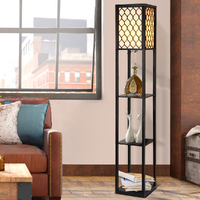 Artiss Floor Lamp 3 Tier Shelf Storage LED Light Stand Home Room Pattern Black thumbnail