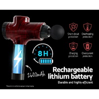 Everfit Massage Gun 30 Speed 6 Heads Vibration Muscle Massager Chargeable Red thumbnail