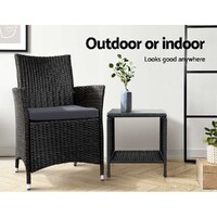 Gardeon Coffee Side Table Wicker Desk Rattan Outdoor Furniture Garden Black thumbnail