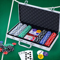 300pcs Poker Chips Set Casino Texas Hold'em Gambling Party Game Dice Cards Case thumbnail