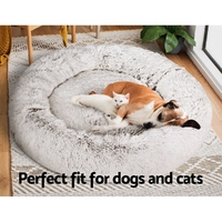 i.Pet Pet Bed Dog Cat 110cm Calming Extra Large Soft Plush White Brown thumbnail