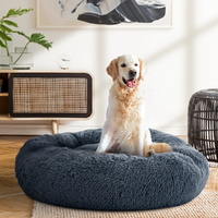 i.Pet Pet Bed Dog Cat 90cm Large Calming Soft Plush Bed Dark Grey thumbnail