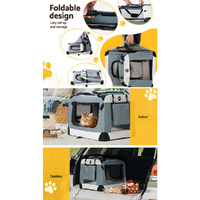 i.Pet Pet Carrier Soft Crate Dog Cat Travel 70x52CM Portable Foldable Car Large thumbnail