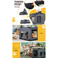 i.Pet Pet Carrier Soft Crate Dog Cat Travel 82x58CM Portable Foldable Car XL thumbnail