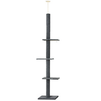 i.Pet Cat Tree 290cm Tower Scratching Post Scratcher Floor to Ceiling Cats Bed Grey thumbnail