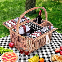 Alfresco 4 Person Picnic Basket Set Insulated Outdoor Blanket Bag thumbnail