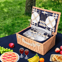 Alfresco 4 Person Picnic Basket Set Cooler Bag Insulated Blanket thumbnail