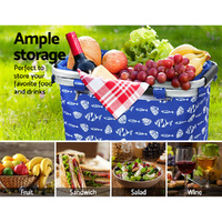 Alfresco Picnic Basket Folding Bag Hamper Food Insulated Storage thumbnail