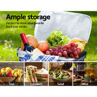 Alfresco Picnic Basket Folding Bag Hamper Food Insulated Cover Storage thumbnail