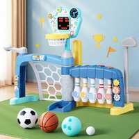 Keezi Kids Basketball Hoop Stand Bowling Baseball Golf Game Sports Toys Set Blue thumbnail
