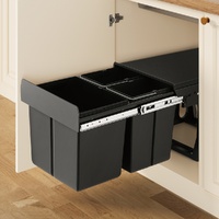 Cefito Pull Out Bin Kitchen Triple Slide Garbage Rubbish Bins Basket Blcak 31L thumbnail