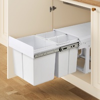 Cefito Pull Out Bin Kitchen Triple Slide Garbage Rubbish Bins Basket White 31L thumbnail