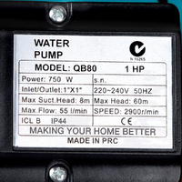 Giantz Peripheral Water Pump Garden Boiler Car Wash Auto Irrigation QB80 Yellow thumbnail
