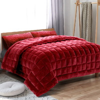 Giselle Bedding Faux Mink Quilt Burgundy Queen thumbnail