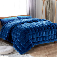 Giselle Bedding Faux Mink Quilt Blue King thumbnail