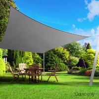 Instahut Shade Sail 3x5m Rectangle 280GSM 98% Grey Shade Cloth thumbnail