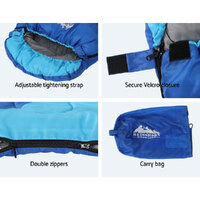 Weisshorn Sleeping Bag Kids Single 172cm Thermal Camping Hiking Blue thumbnail