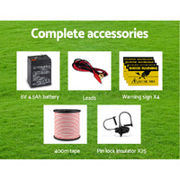Giantz Fence Energiser 3KM Solar Powered Electric 400M Poly Tape Insulator thumbnail