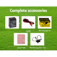 Giantz Fence Energiser 5KM Solar Powered Electric 500M Poly Wire Insulator thumbnail