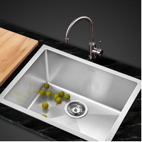 Cefito 54cm x 44cm Stainless Steel Kitchen Sink Under/Top/Flush Mount Black thumbnail