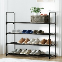 Artiss Shoe Rack 4-tier 16 Pairs Stackable Black thumbnail