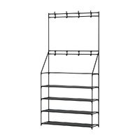 Artiss Shoe Rack Hall Tree 16 Pairs Black thumbnail