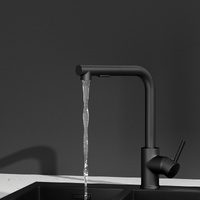 Kitchen Mixer Tap Pull Out Rectangle 2 Mode Sink Basin Faucet Swivel WELS Black thumbnail