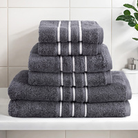 6 Pack Bath Towels Set Cotton Towel Grey thumbnail