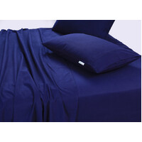 Elan Linen 100% Egyptian Cotton Vintage Washed 500TC Navy Blue King Single Bed Sheets Set thumbnail