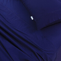 Elan Linen 100% Egyptian Cotton Vintage Washed 500TC Navy Blue 50 cm Deep Mega Queen Bed Sheets Set thumbnail