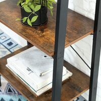 Rustic brown and black steel Metal Frame 4 Tier bookshelf thumbnail