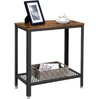 Industrial Side Table 2-Tier With Mesh and Metal Frame Rustic Brown thumbnail