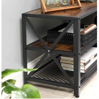 TV Stand for 60-Inch TV with Industrial Style Steel Frame Rustic Brown and Black thumbnail