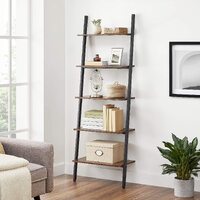 5-Tier Bookshelf Rack, Rustic Brown and Black thumbnail