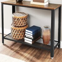 Console Table Metal Frame Rustic Brown thumbnail