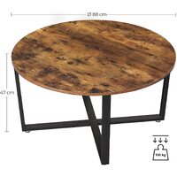 Round Coffee Table Rustic Brown and Black thumbnail