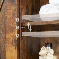 Bathroom Organiser Rack with Small Cabinet Steel Frame 64 x 24 x 171 cm Rustic Brown and Black thumbnail