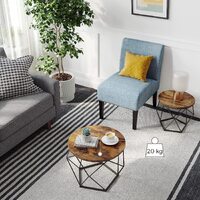 Set of 2 Side Tables Robust Steel Frame Rustic Brown and Black thumbnail