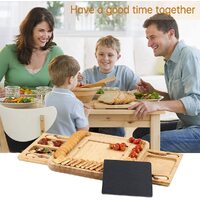 Bamboo Cheese Board Set with Knife Set with 4 Stainless Steel Knife & Thick Wooden tray for Wine Crackers, Brie and Meat thumbnail