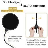 Heavy Duty Microphone Arm Microphone Stand Suspension Scissor Boom Stands with 6" Pop Filter and Cable Ties for Recording thumbnail