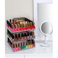 3 Tier 360 Rotating Display Rack Organizer Stand for Clear Nail Polish and Makeup Cosmetics with Acrylic Guard thumbnail